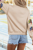 Apricot Sequined Turkey Exposed Seam Thanksgiving Graphic Sweatshirt Aaria Tees