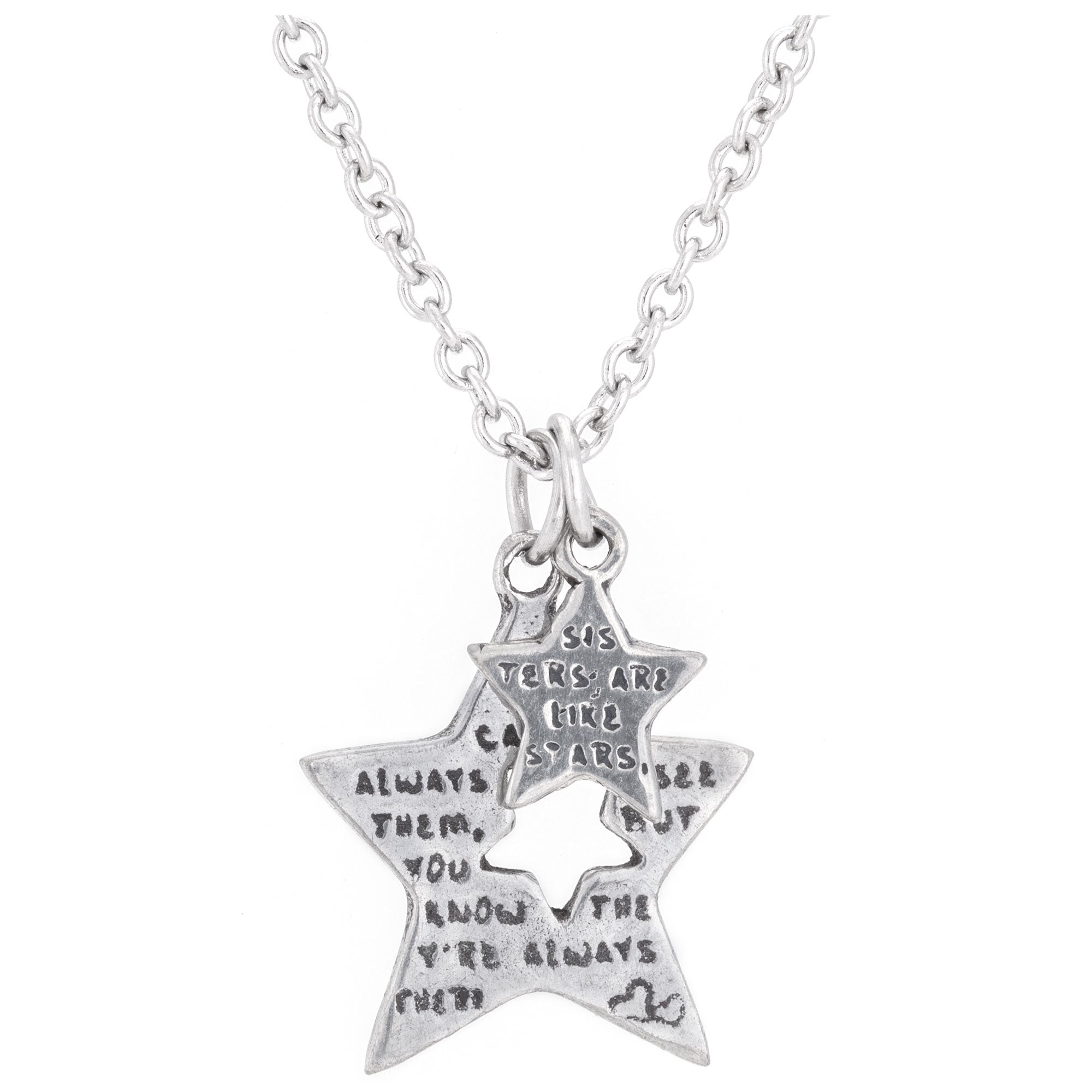 Sisters are Like Stars Pewter Necklace - Aaria Tees Aaria Tees