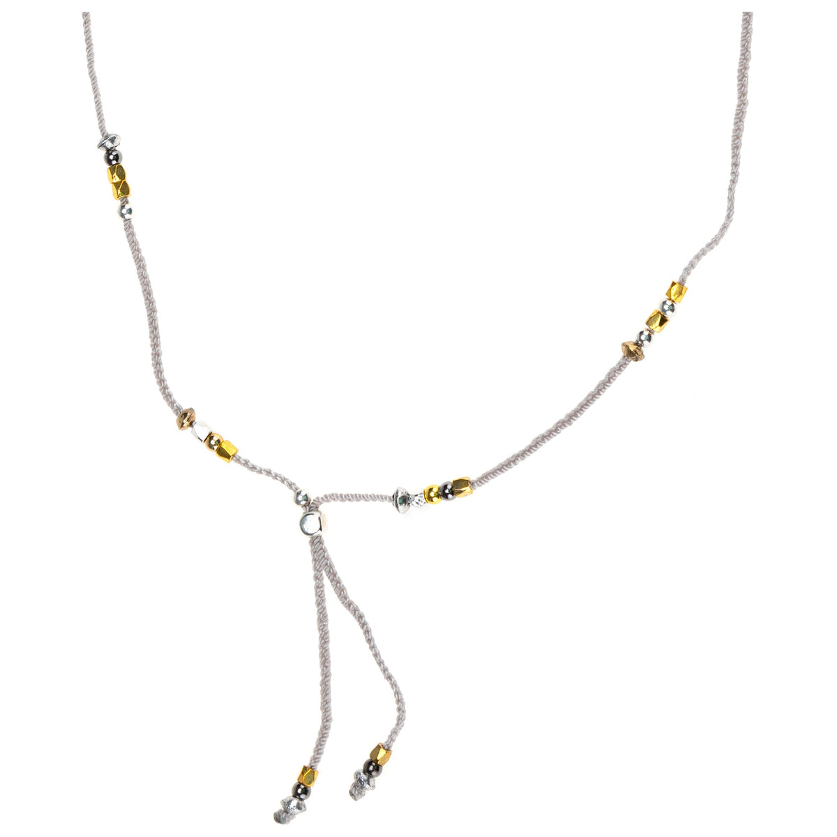 Mixed Metal & Silver Silk Necklace Wrap Bracelet - Aaria Tees