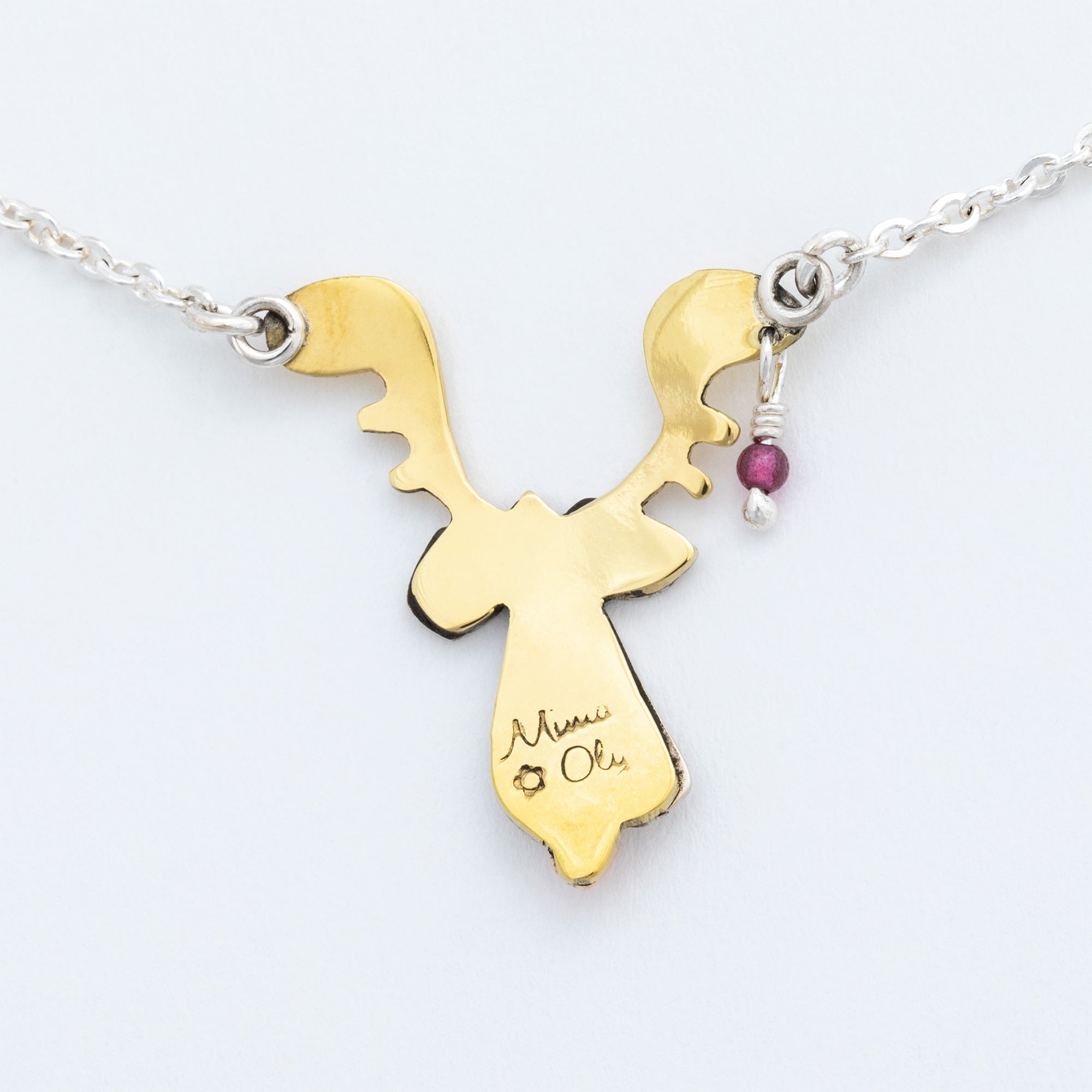 Doggie Reindeer Mixed Metals Necklace - Aaria Tees Aaria Tees
