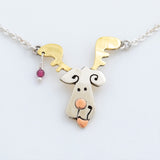 Doggie Reindeer Mixed Metals Necklace - Aaria Tees Aaria Tees