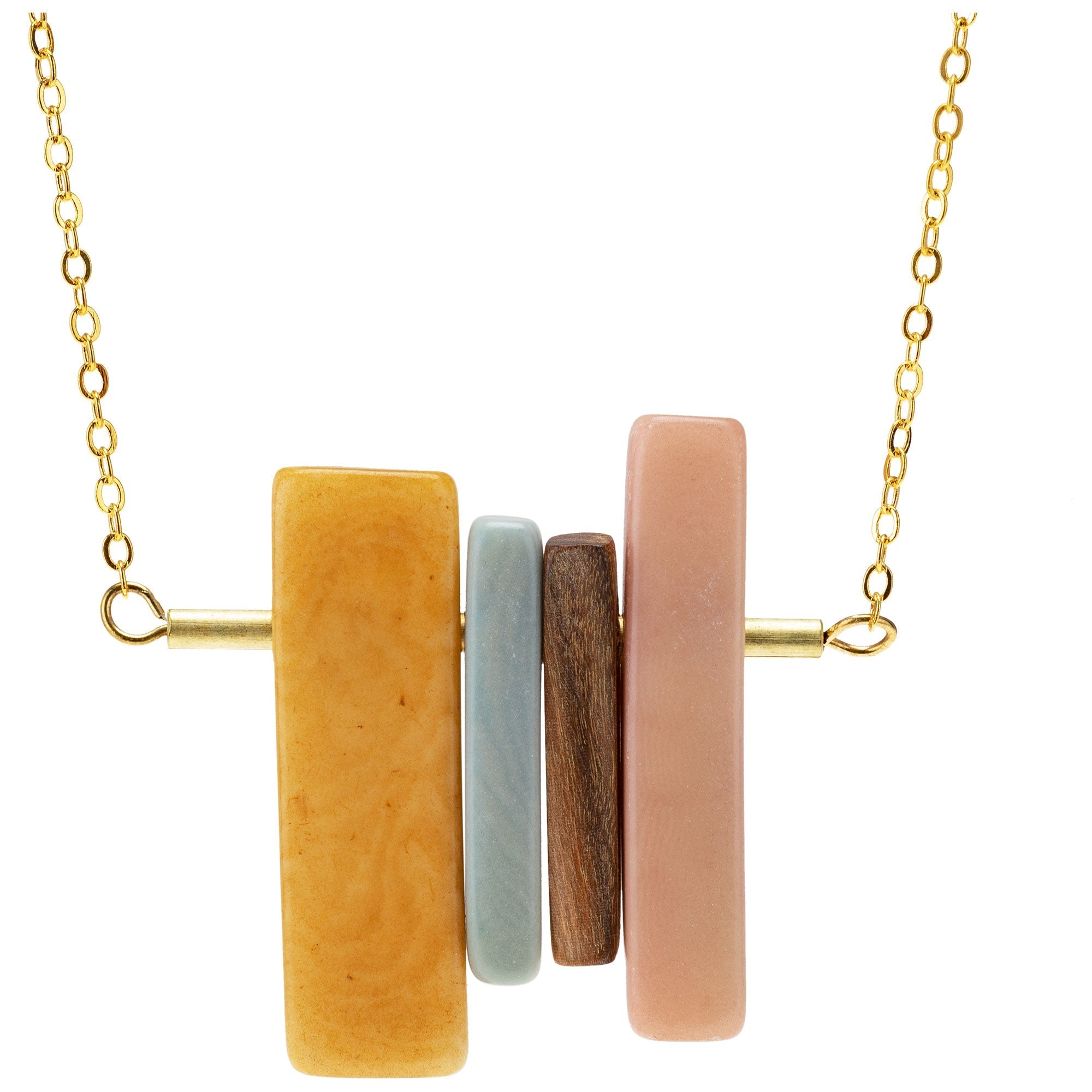 Encanto Tagua Wood & Brass Necklace - Aaria Tees Aaria Tees