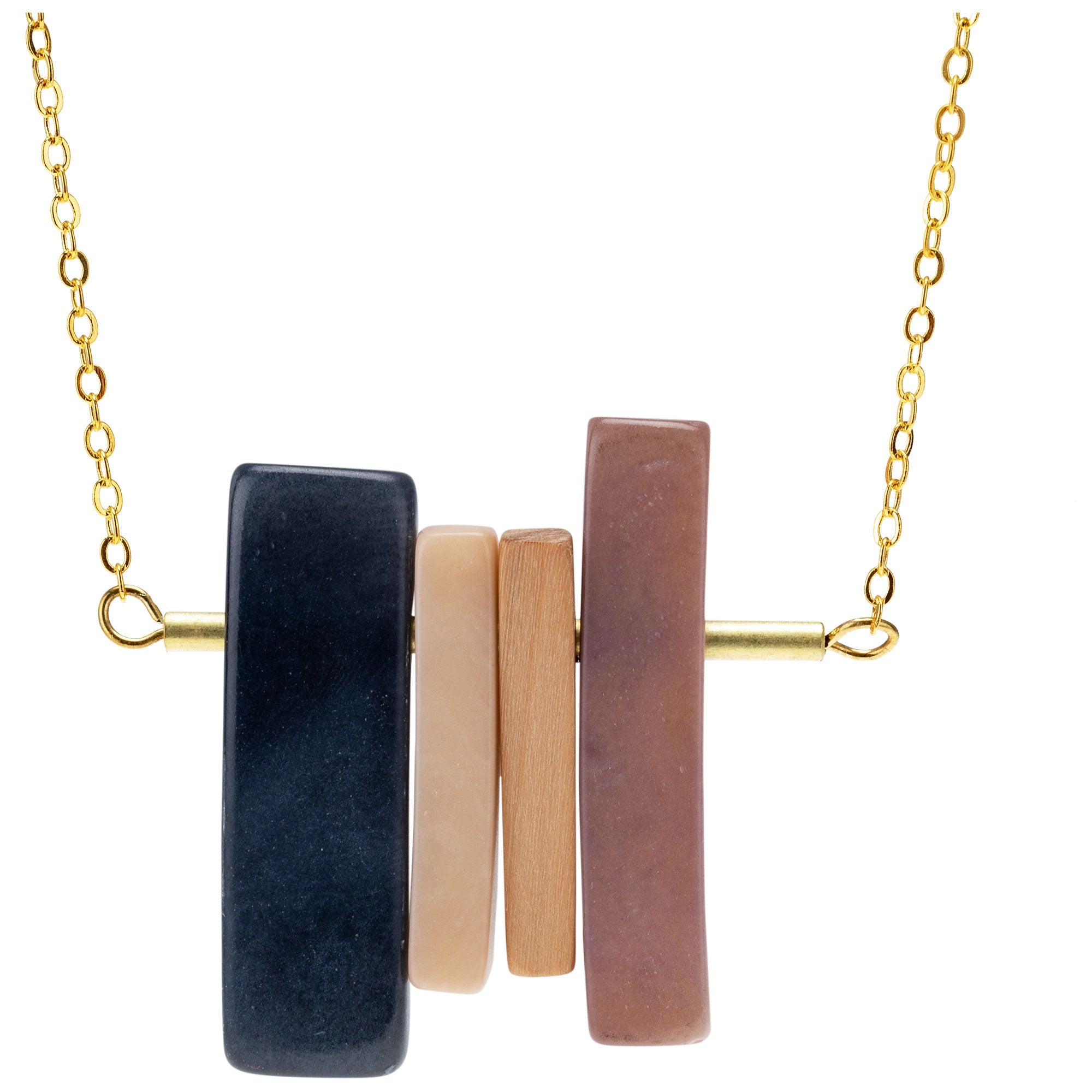 Encanto Tagua Wood & Brass Necklace - Aaria Tees Aaria Tees