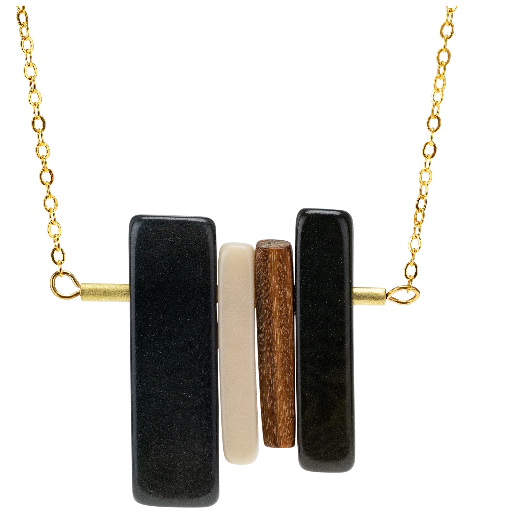 Encanto Tagua Wood & Brass Necklace - Aaria Tees Aaria Tees