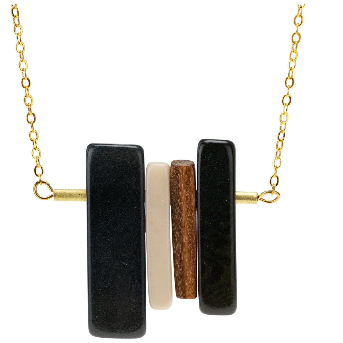 Encanto Tagua Wood & Brass Necklace - Aaria Tees