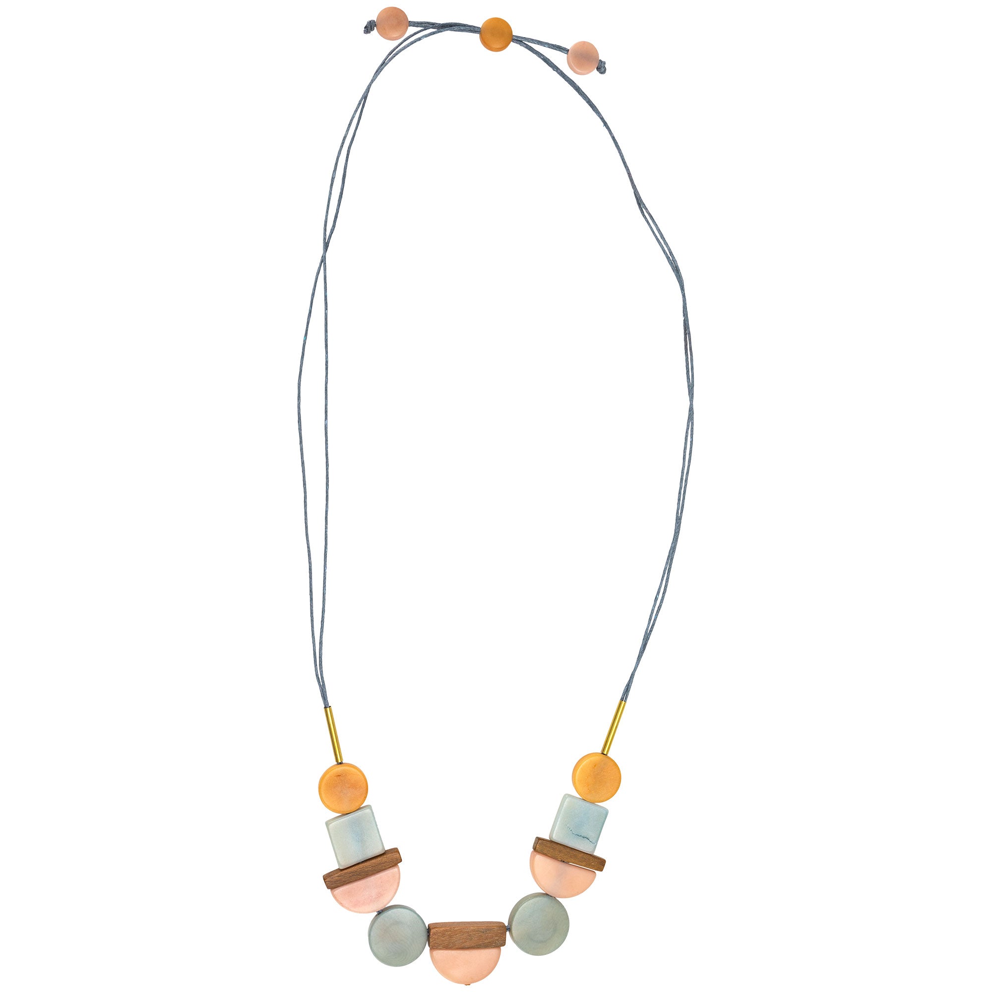 Lidia Tagua Wood & Brass Necklace - Aaria Tees Aaria Tees