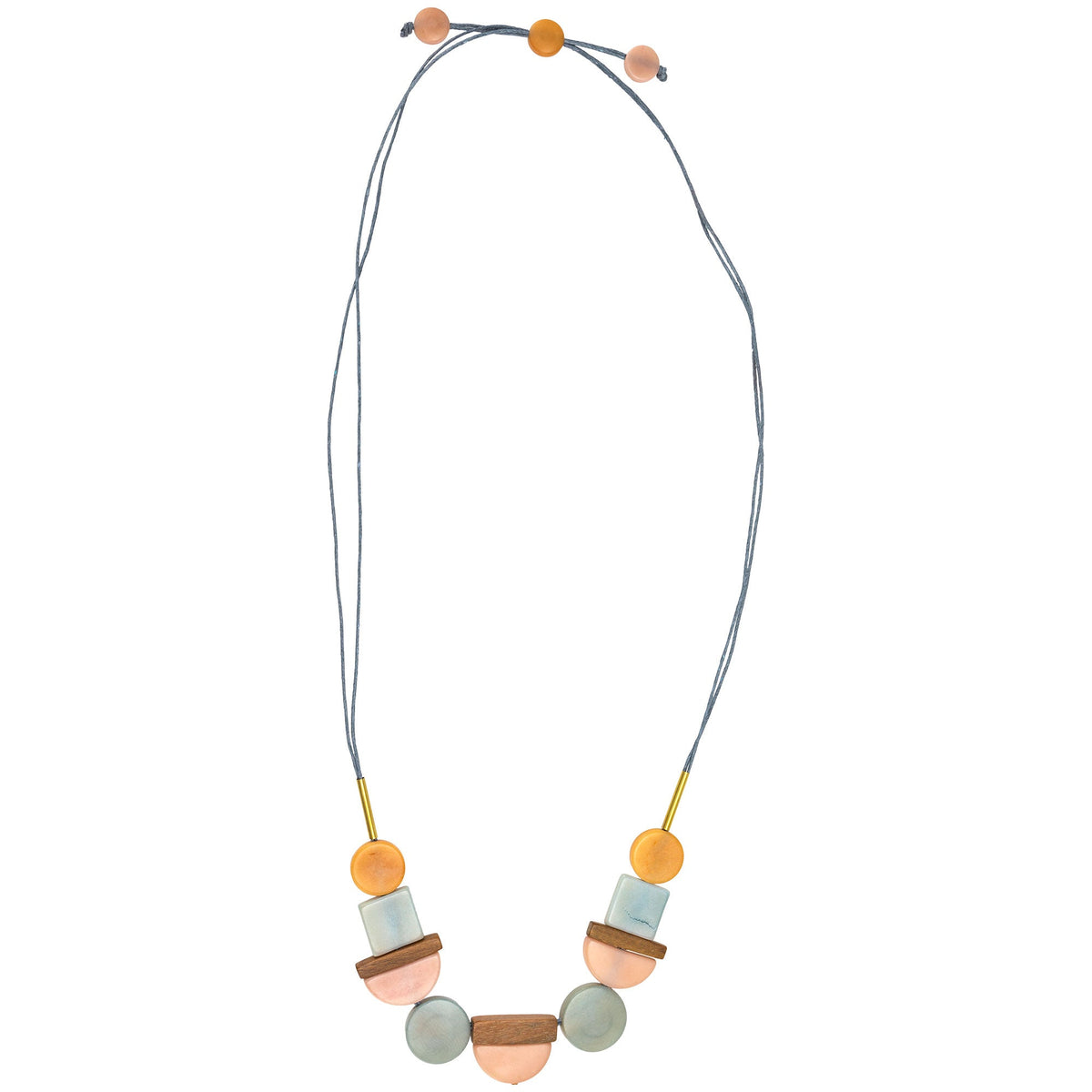 Lidia Tagua Wood & Brass Necklace - Aaria Tees