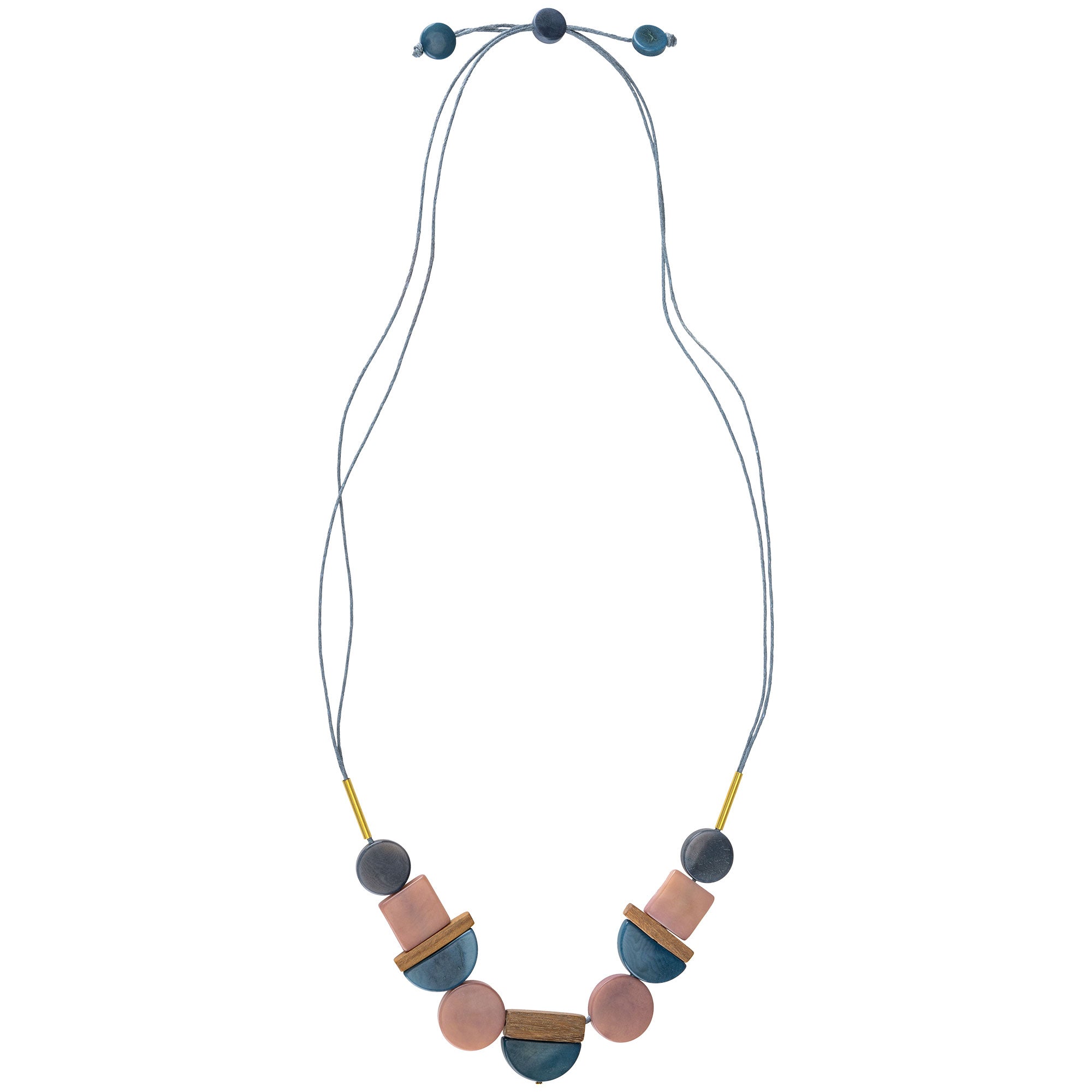 Lidia Tagua Wood & Brass Necklace - Aaria Tees Aaria Tees