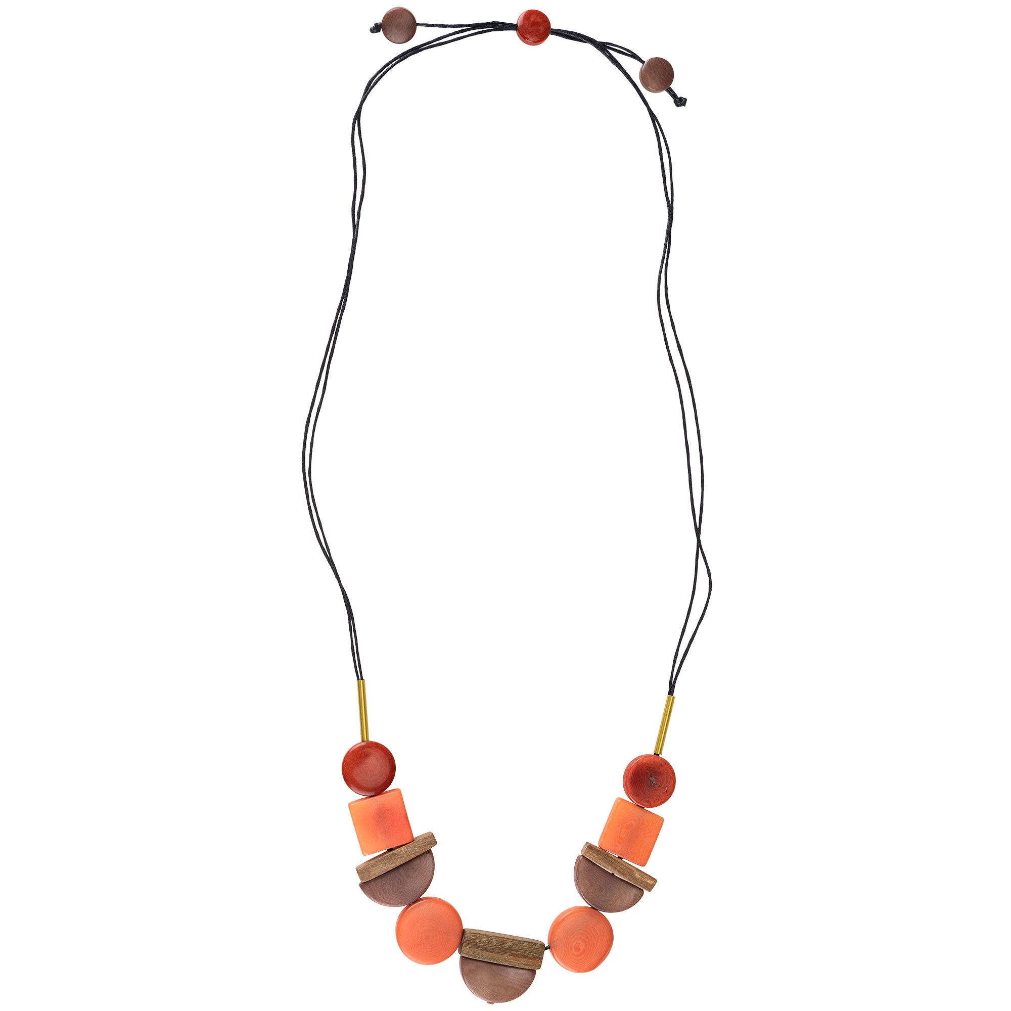 Lidia Tagua Wood & Brass Necklace - Aaria Tees Aaria Tees