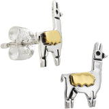 Llama Sterling & Brass Post Earrings - Aaria Tees Aaria Tees