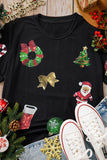 Black Sequin Christmas Essentials Graphic Crewneck T Shirt - Aaria Tees Aaria Tees