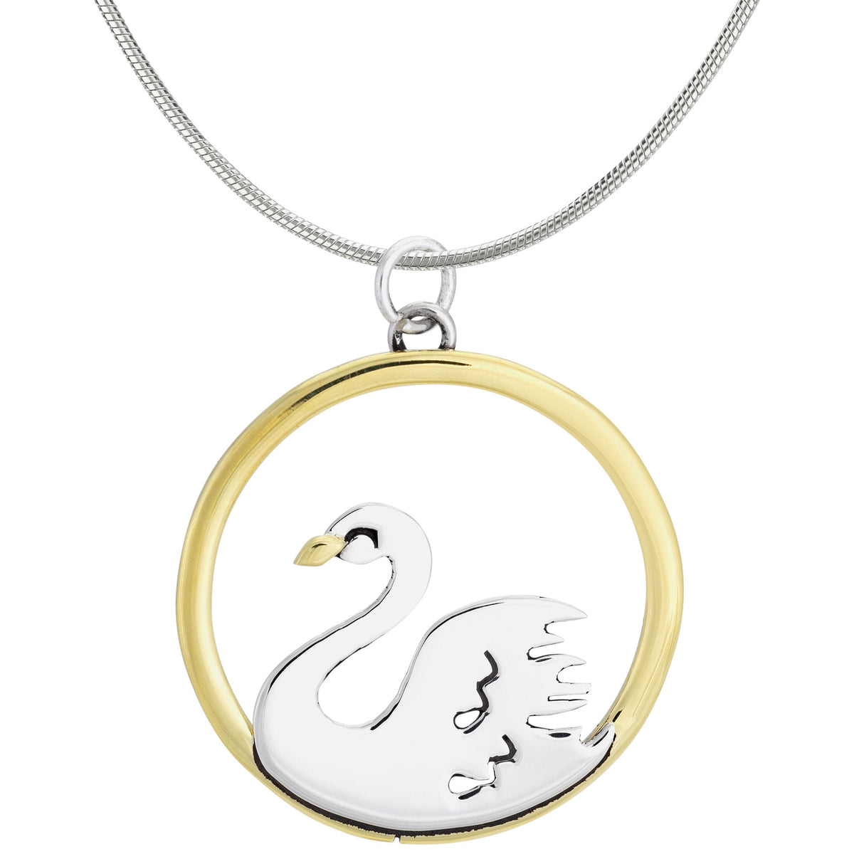 Sterling Silver & Brass Swan Necklace - Aaria Tees