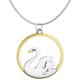 Sterling Silver & Brass Swan Necklace - Aaria Tees Aaria Tees
