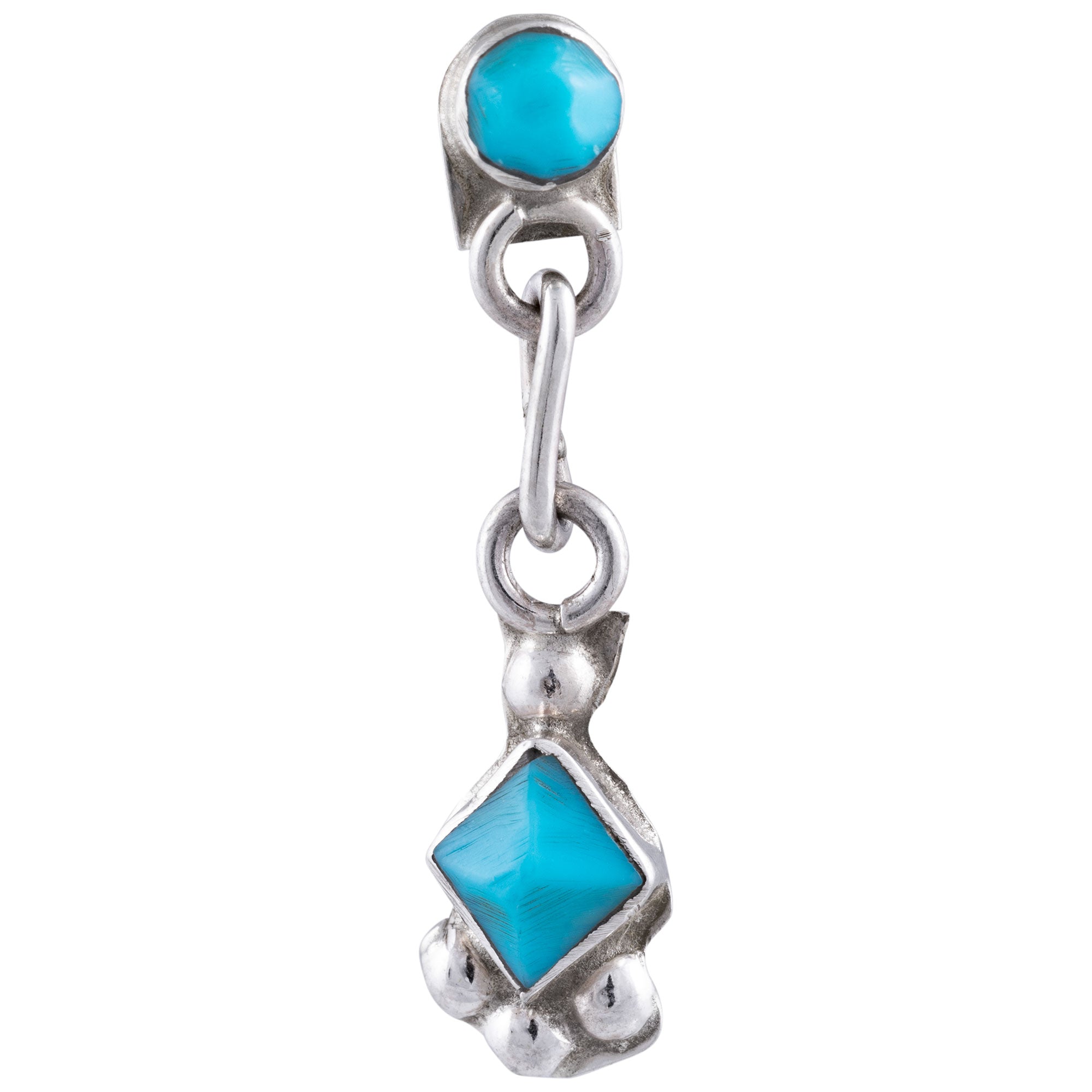 Sterling & Turquoise Zuni Diamond Dangling Earrings - Aaria Tees Aaria Tees