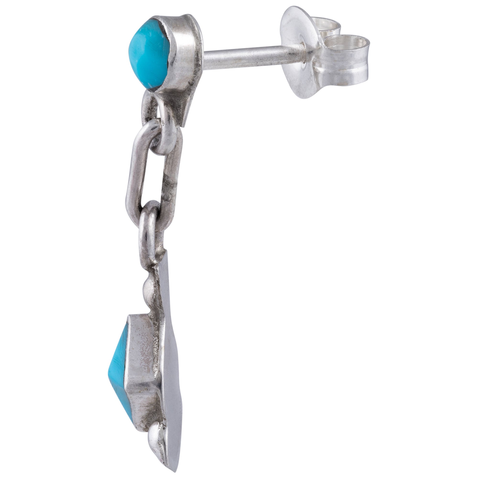 Sterling & Turquoise Zuni Diamond Dangling Earrings - Aaria Tees Aaria Tees