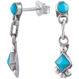Sterling & Turquoise Zuni Diamond Dangling Earrings - Aaria Tees Aaria Tees