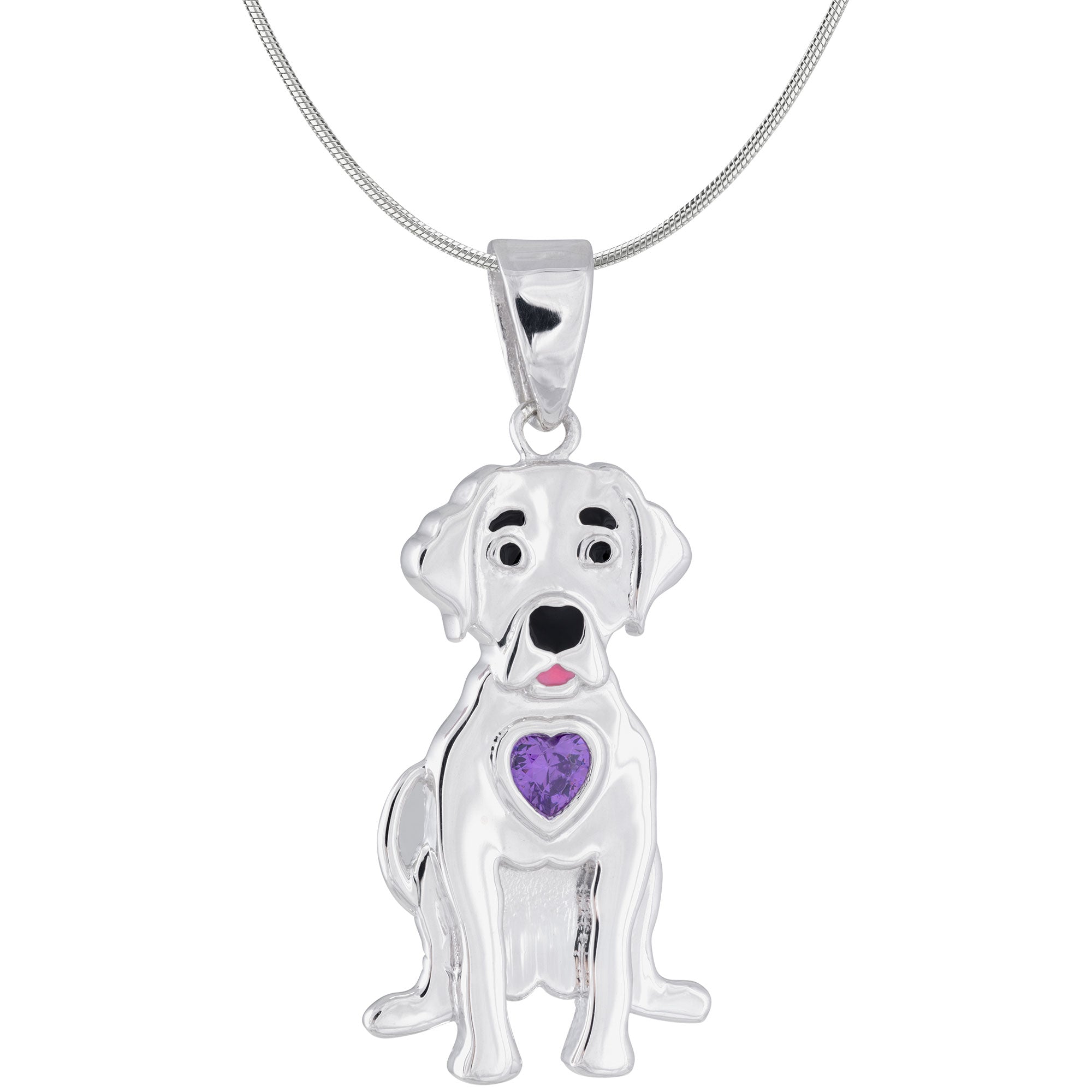 Sterling & Crystal Pup Necklace - Aaria Tees Aaria Tees