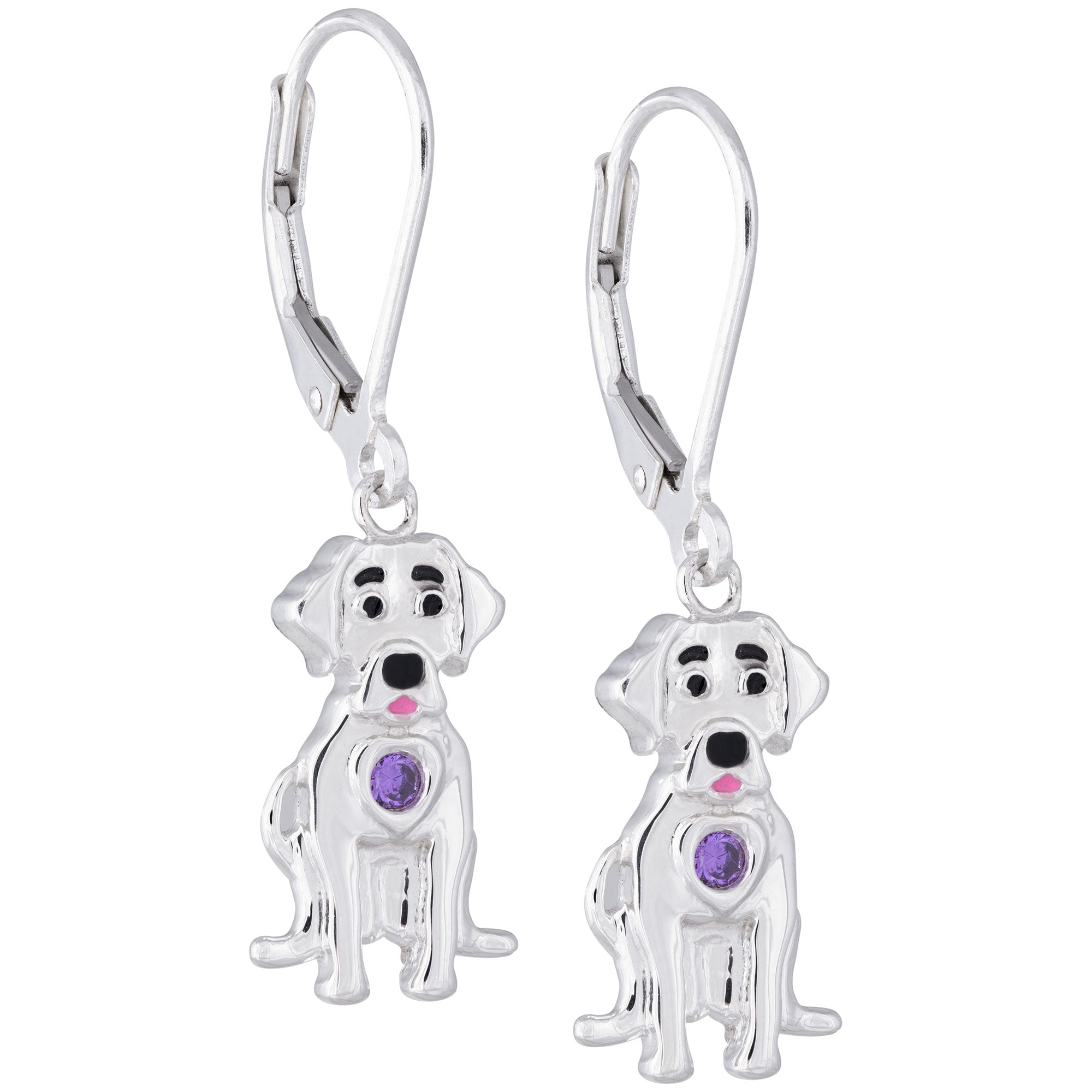 Sterling & Crystal Pup Earrings - Aaria Tees Aaria Tees