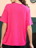 Letter Graphic Round Neck Half Sleeve T-Shirt Aaria Tees