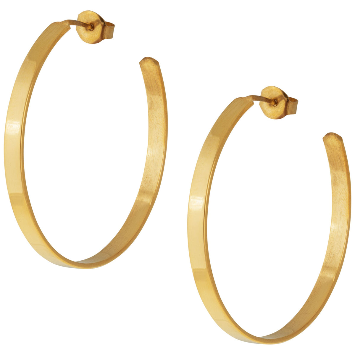 Flat Hoop Golden Post Earrings - Aaria Tees