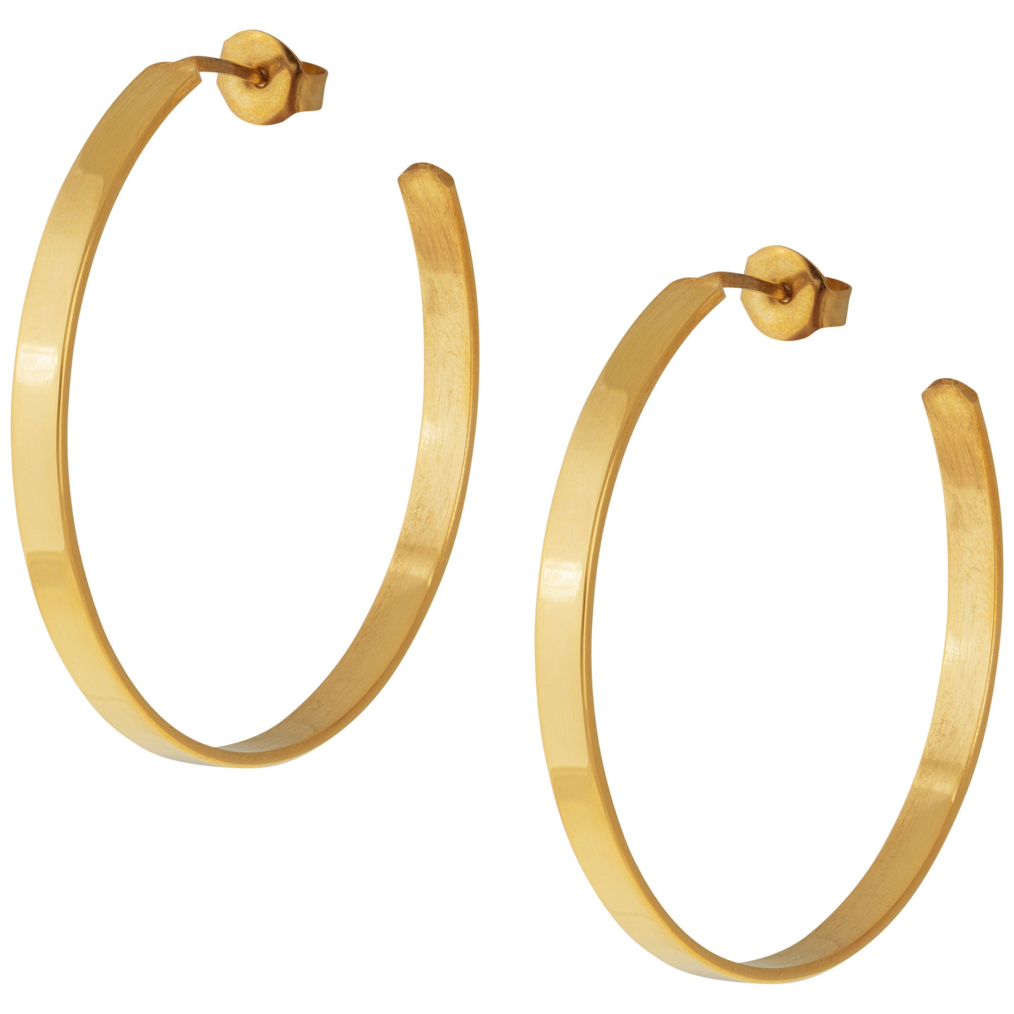 Flat Hoop Golden Post Earrings - Aaria Tees Aaria Tees