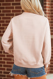 Apricot Pink Bow Knot Duck Faux Patchwork Printed Mock Neck Sweatshirt Aaria Tees