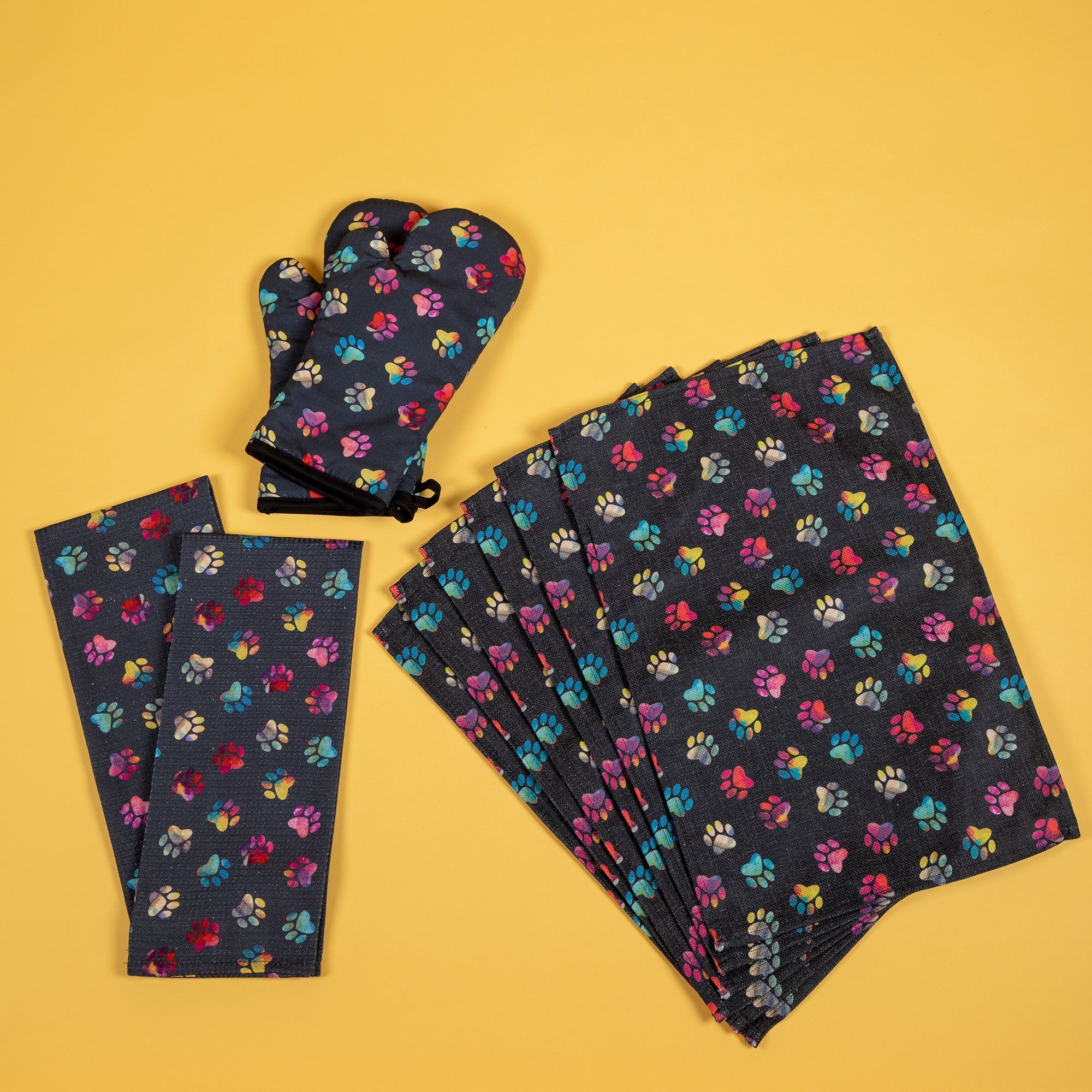 Rainbow Ombre Paws Kitchen Linens - Aaria Tees Aaria Tees