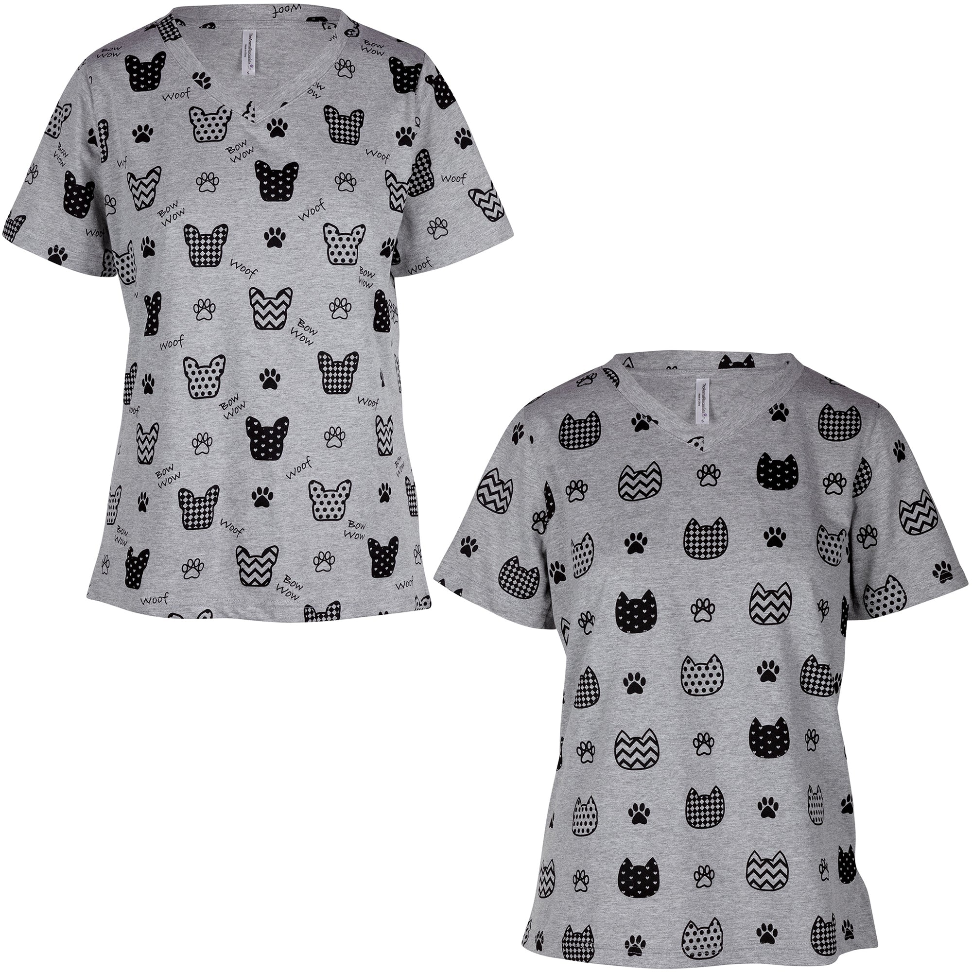 Pets with Prints V-Neck Tee - Aaria Tees Aaria Tees