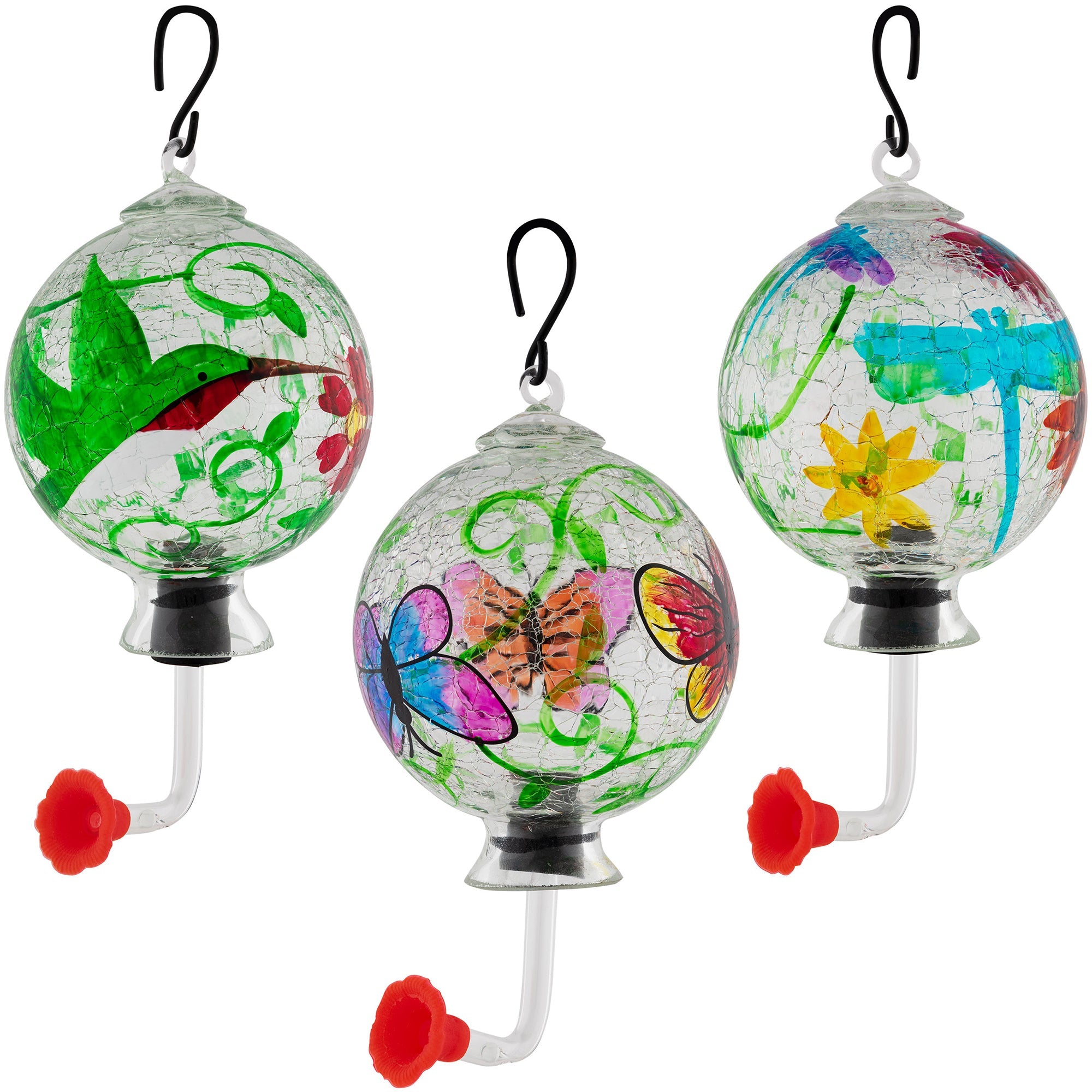 Hand-Painted Glass Hummingbird Feeder - Aaria Tees Aaria Tees