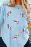 Light Blue Patriotic Sequin Popsicle T Shirt - Aaria Tees Aaria Tees