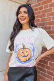 White SPOOKY Pumpkin Print Round Neck Halloween T Shirt - Aaria Tees Aaria Tees