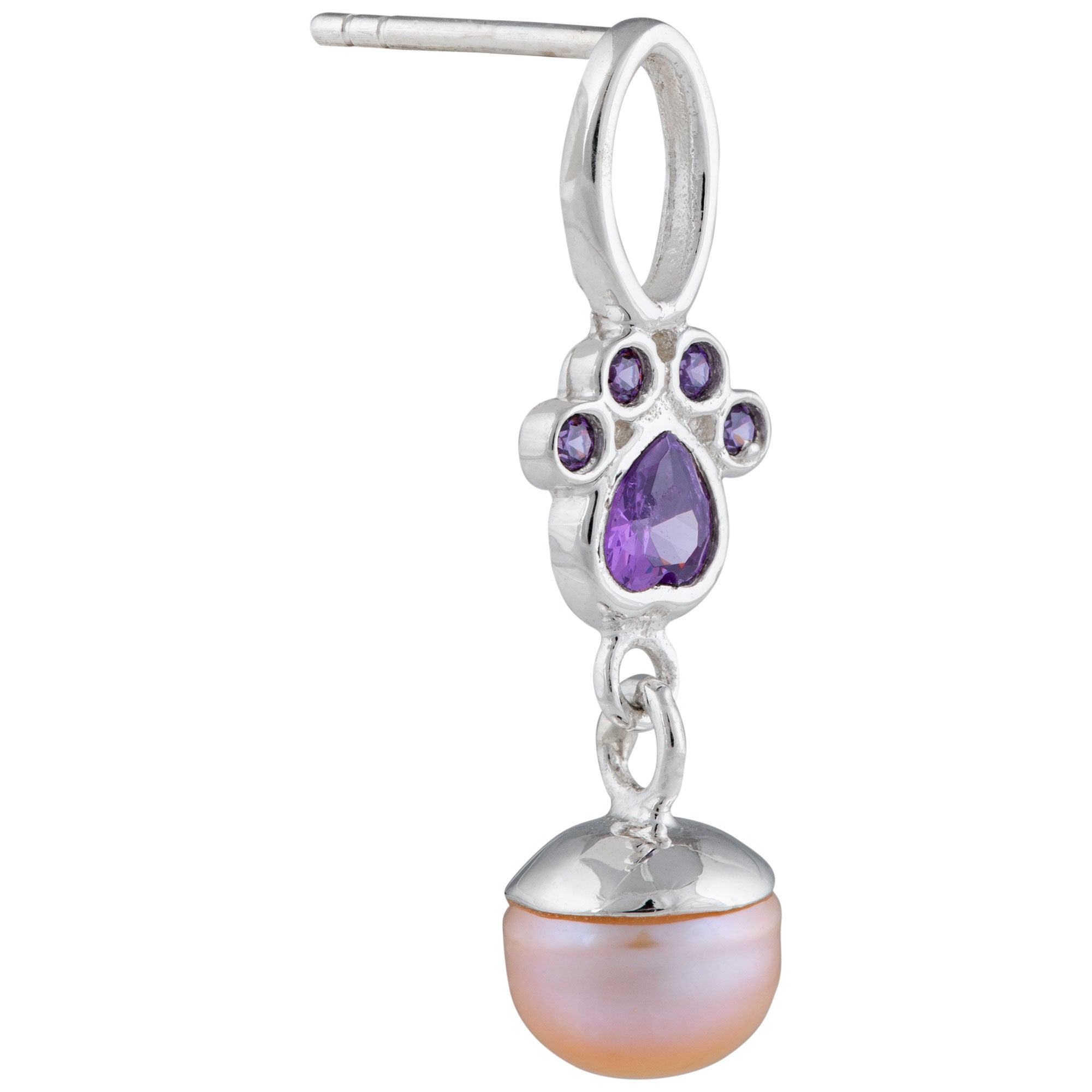 Paw Print Sparkle Sterling & Pearl Earrings - Aaria Tees Aaria Tees