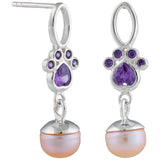 Paw Print Sparkle Sterling & Pearl Earrings - Aaria Tees Aaria Tees