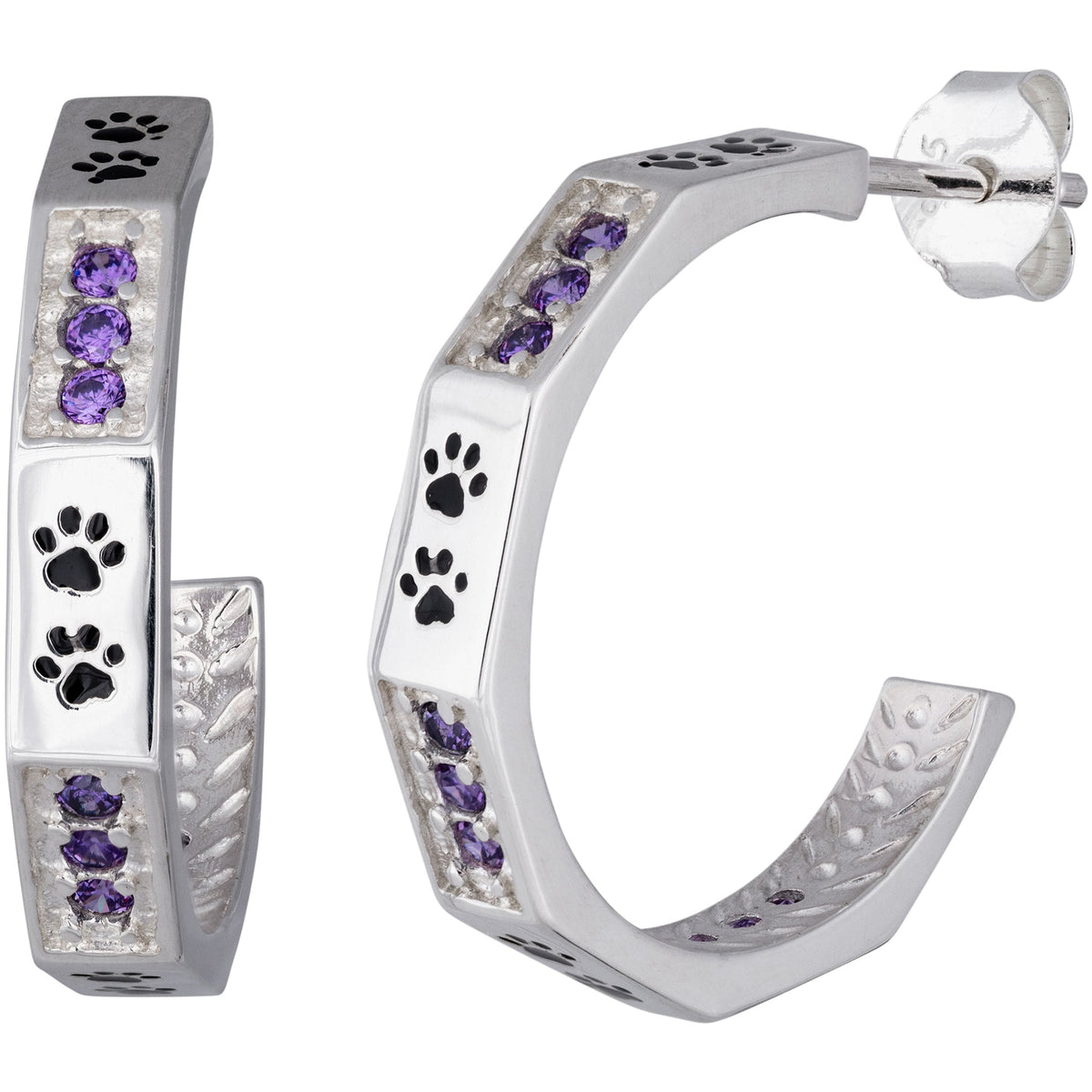 Paws & Crystals Sterling Hoop Earrings - Aaria Tees