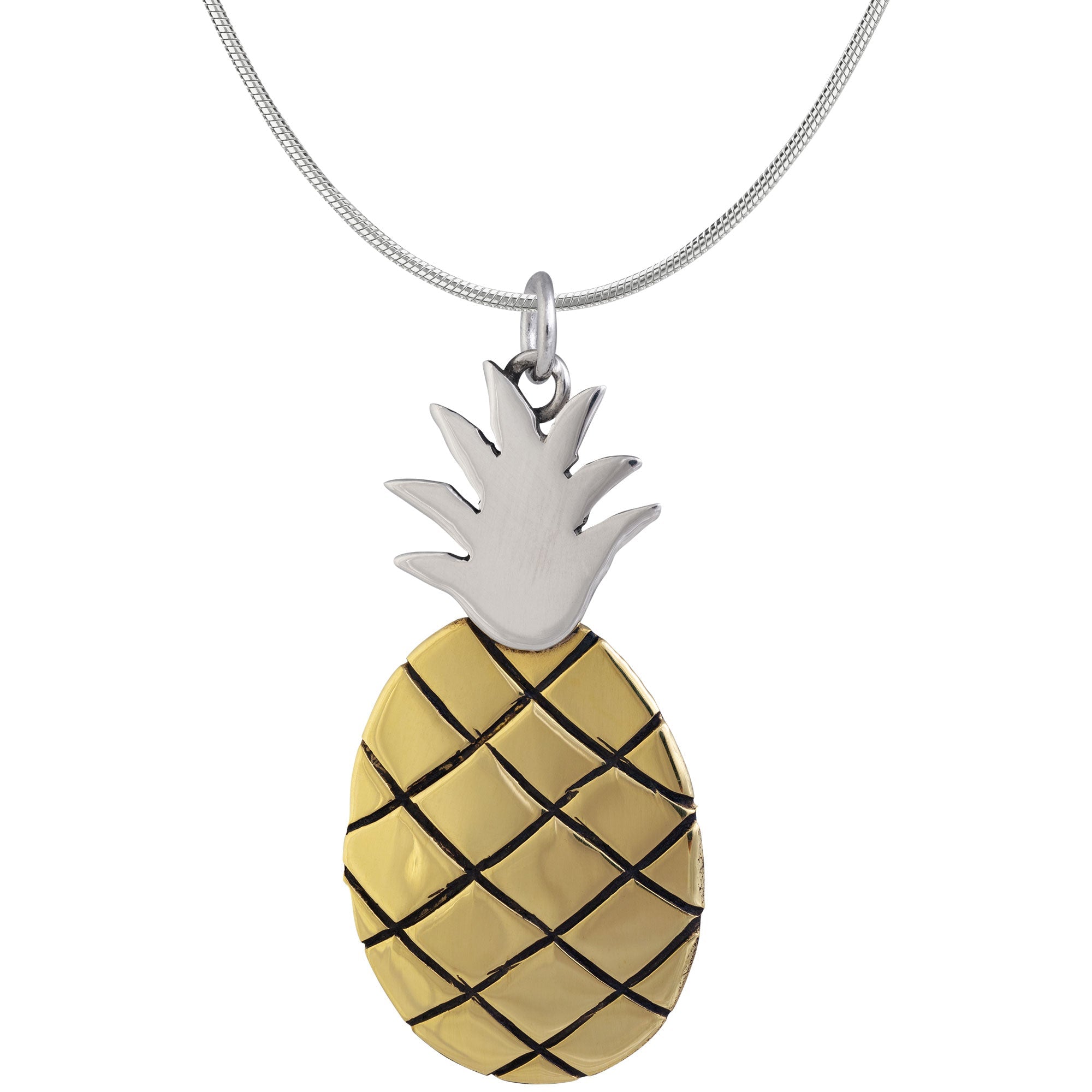 Juicy Pineapple Sterling & Brass Necklace - Aaria Tees Aaria Tees