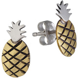 Juicy Pineapple Sterling & Brass Post Earrings - Aaria Tees Aaria Tees