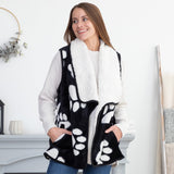 Paw Print Plush Sherpa Fleece-Lined Vest - Aaria Tees Aaria Tees