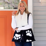 Paw Print Plush Sherpa Fleece-Lined Vest - Aaria Tees Aaria Tees