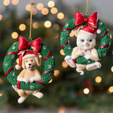 Merry Christmas Wreath Ornament - Aaria Tees Aaria Tees