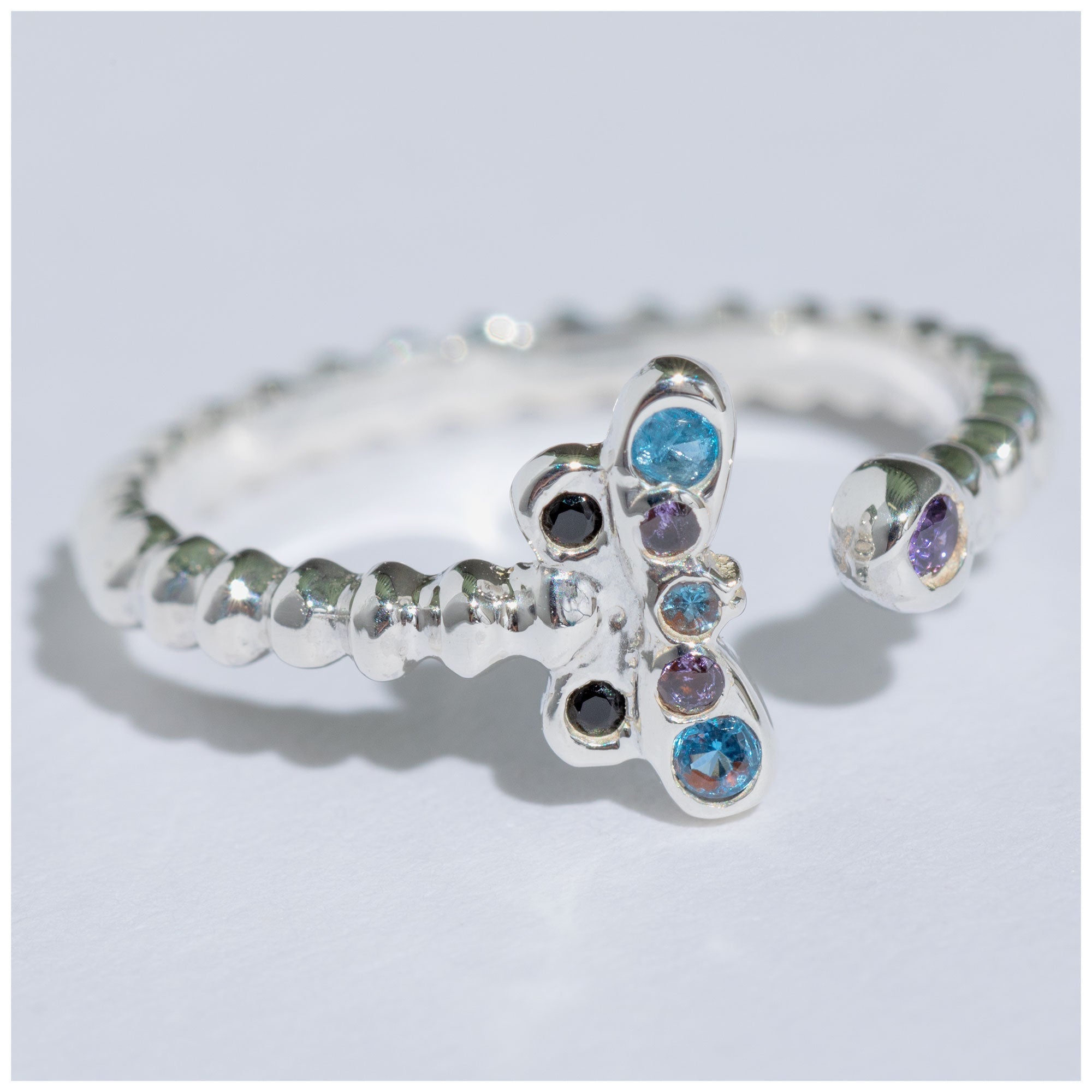 Flying Dragonfly Sterling & Crystals Toe Ring - Aaria Tees Aaria Tees