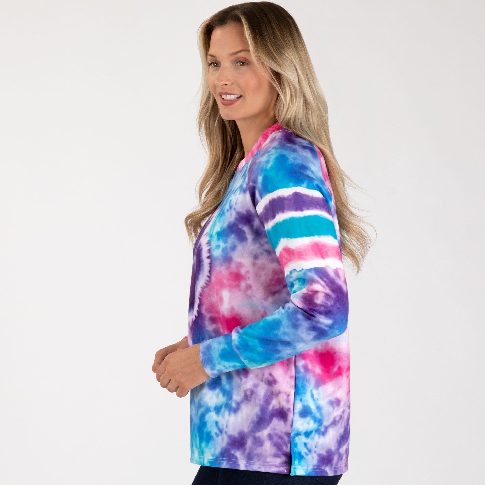 Paw Tie-Dye Stripe Lightweight Crew Sweatshirt - Aaria Tees Aaria Tees