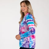 Paw Tie-Dye Stripe Lightweight Crew Sweatshirt - Aaria Tees Aaria Tees
