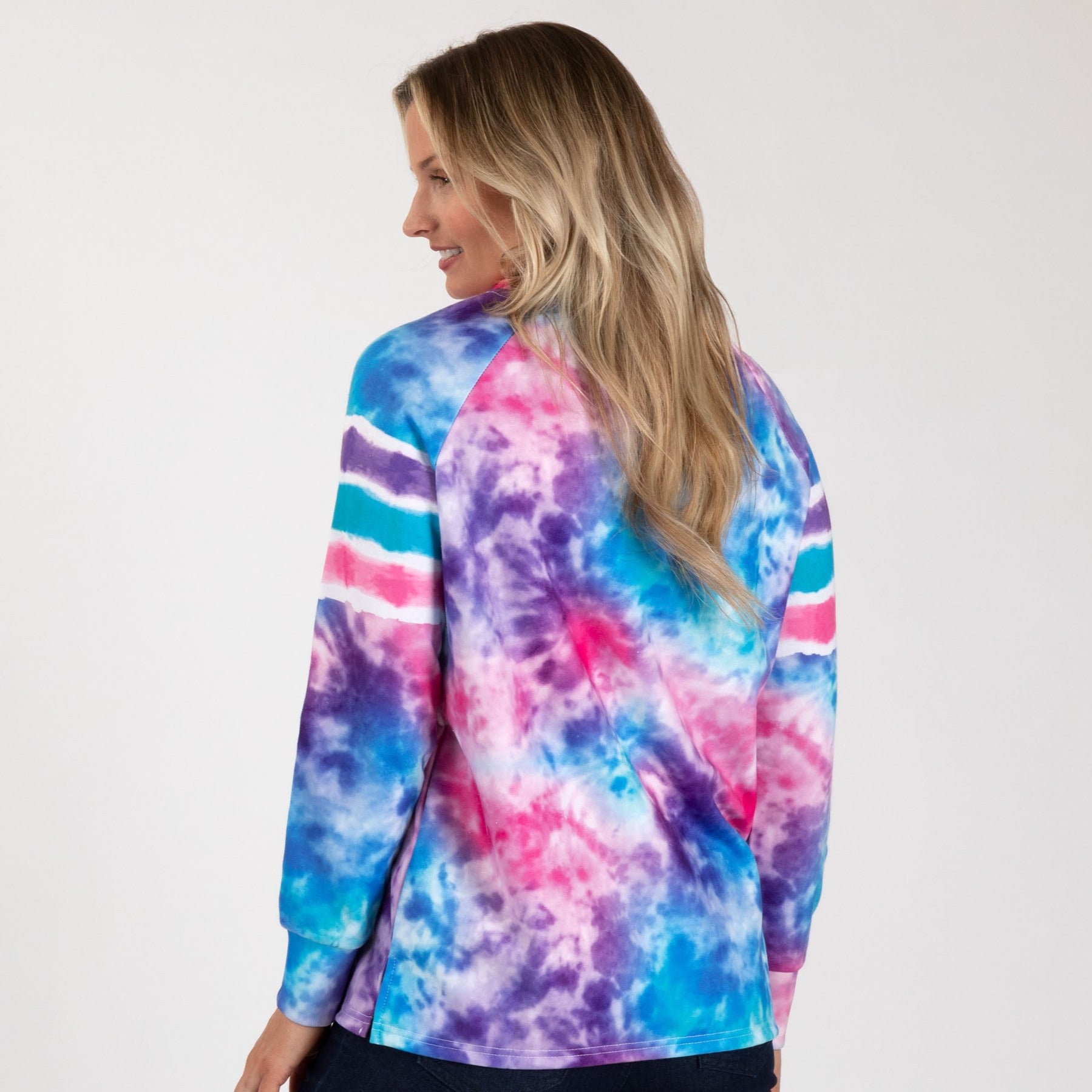 Paw Tie-Dye Stripe Lightweight Crew Sweatshirt - Aaria Tees Aaria Tees