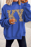 Dark Blue KENTUCKY Leopard KY Letter Print Reversible High Neck Sweatshirt - Aaria Tees Aaria Tees