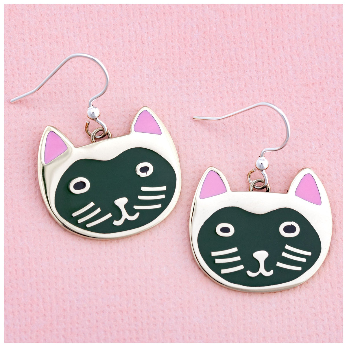 Hand Painted Cat Earrings - Aaria Tees