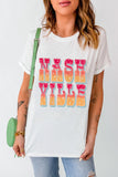 Letter Graphic Round Neck Short Sleeve T-Shirt Aaria Tees