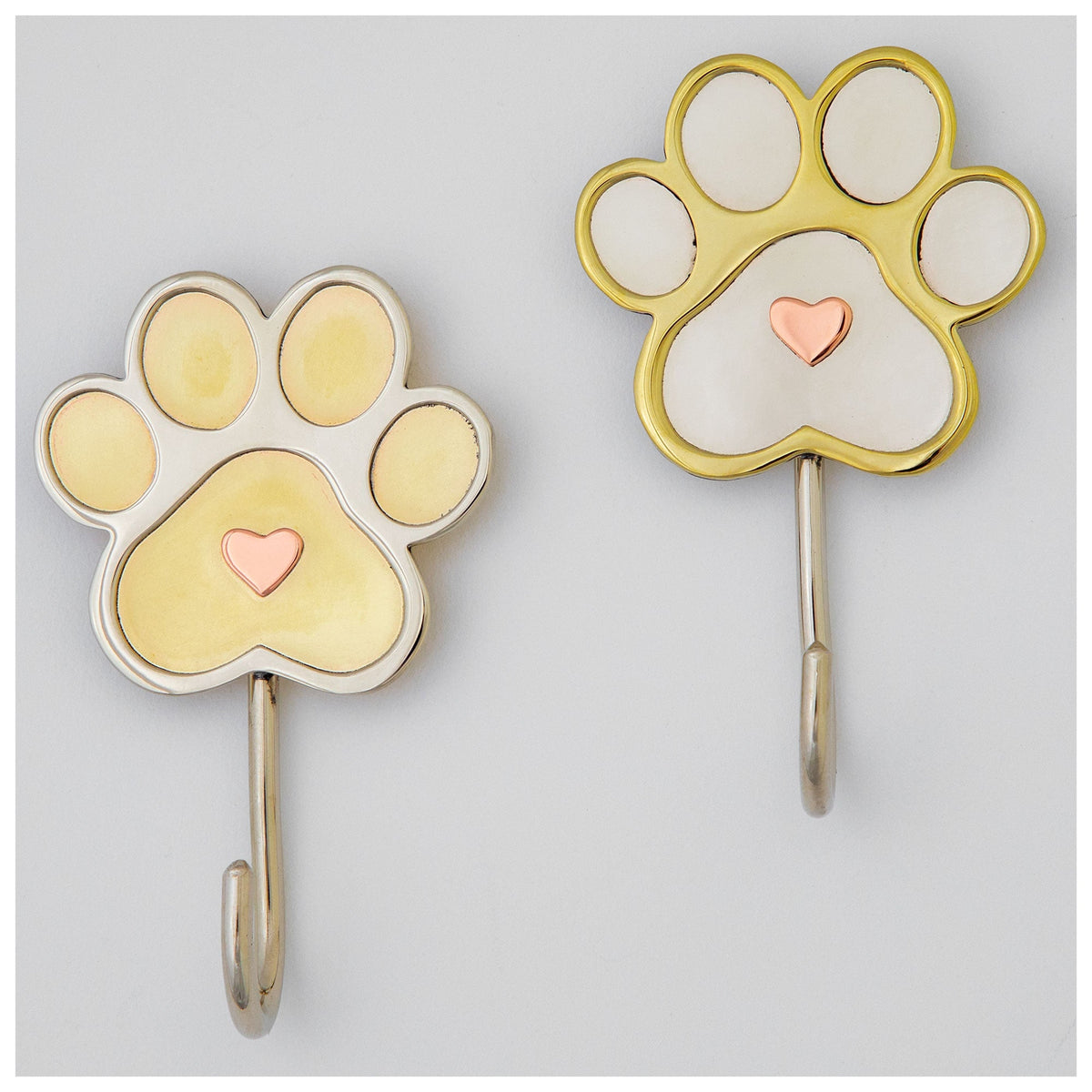 Love You Paw Print Mixed Metal Hook - Set of 2 - Aaria Tees