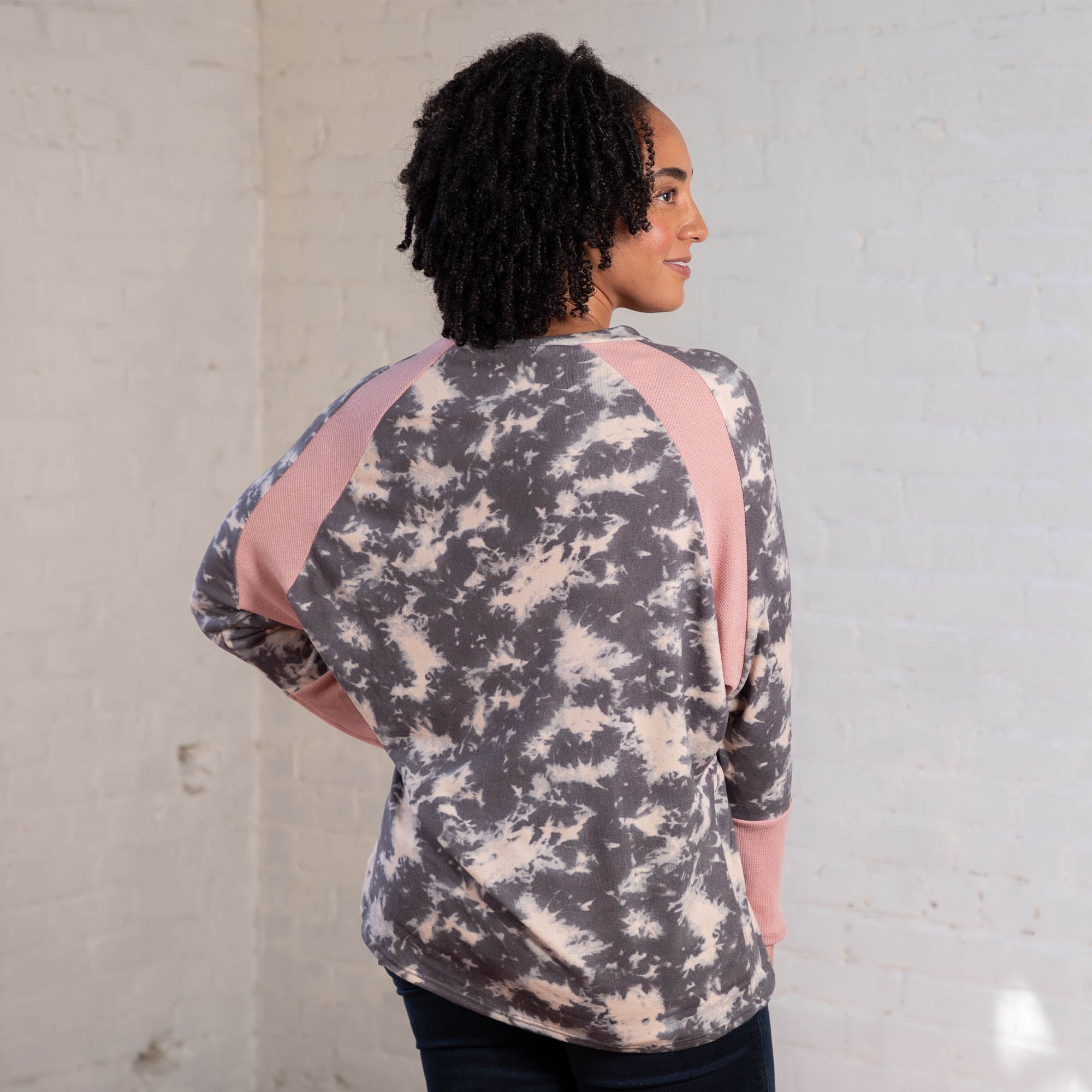 Tie-Dye Dolman Thermal Contrast Top - Aaria Tees Aaria Tees