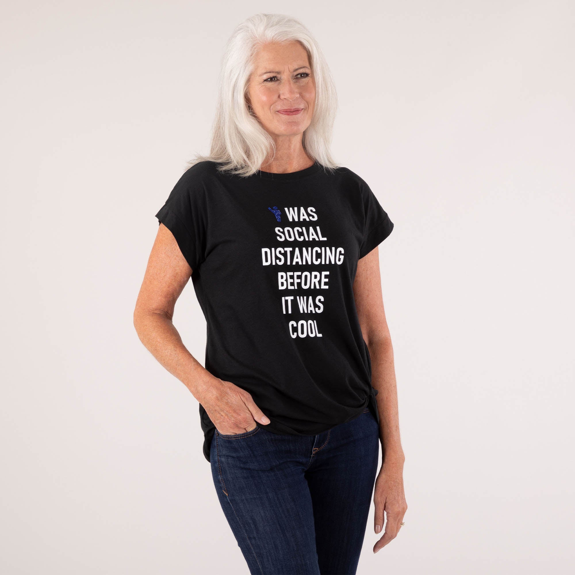 Social Distancing Dolman Front Twist T-Shirt - Aaria Tees Aaria Tees