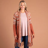Upper Striped Duster Cardigan with Fringe - Aaria Tees Aaria Tees
